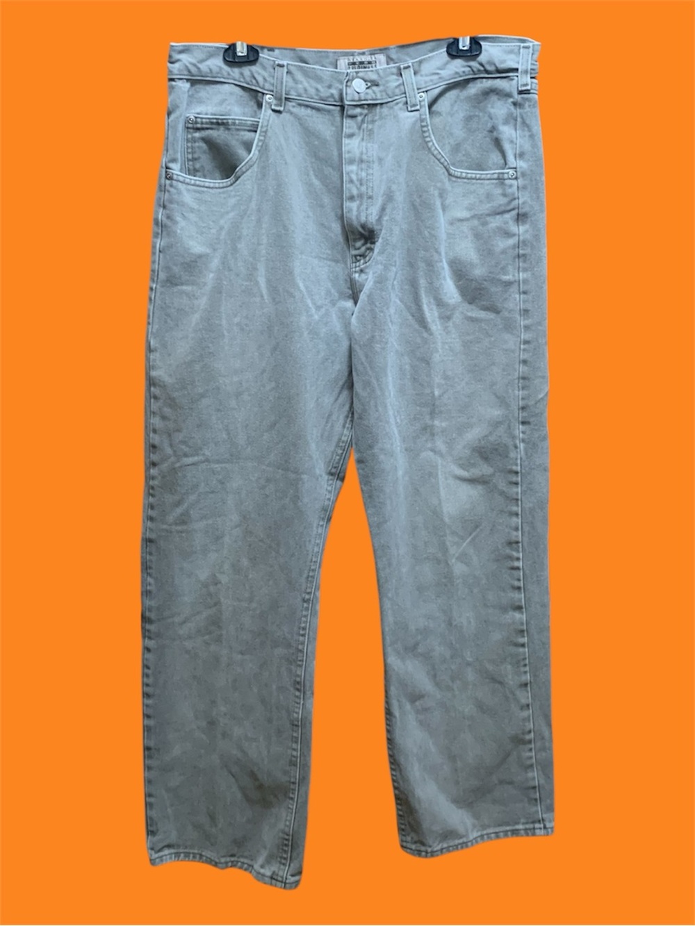 Wrangler Hero Originals Men's Gray Relaxed Fit Straight Leg Denim Jeans Men’s 36